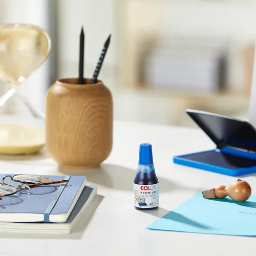 Vista 3 de COLOP Tinta premium 801 a base de agua no tóxica (azul, 0.8 fl oz)