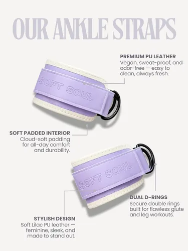 Vista 2 de Correas de tobillo para mujer con máquina de cables - Ajustable (par) con anillo en D para patadas de glúteos, rizos de piernas, empujes de cadera