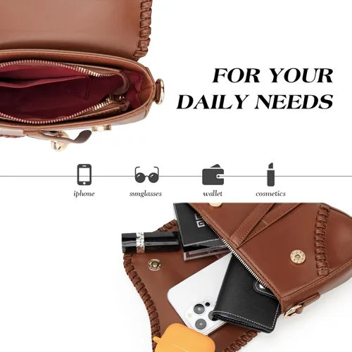 Vista 4 de JBB Bolso de hombro para mujer, bolso de mano, bolso cruzado pequeño, bolso de mano, bolso de mano de piel sintética