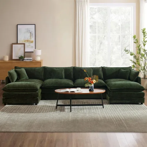 Vista 15 de Sofá seccional modular convertible de 76.7", sofás de dos plazas de chenilla con asiento profundo y cojines tipo loveseat para sala de estar, Beige