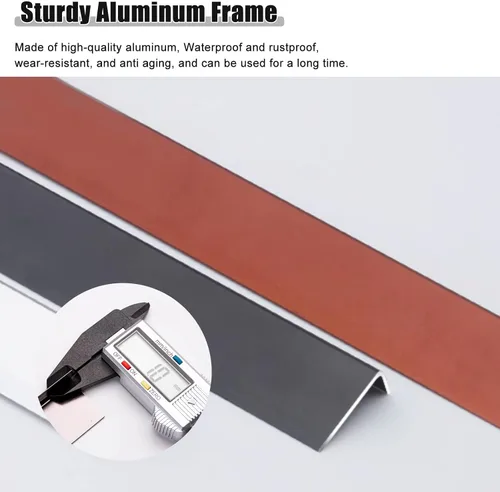 Vista 3 de Borde de tira de transición de piso de aluminio, reductor de umbral impermeable de madera a azulejos, para puertas de entrada