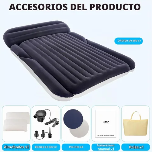 Vista 5 de KMZ Colchón de aire SUV con 2 almohadas - Cama de coche gruesa y flocada