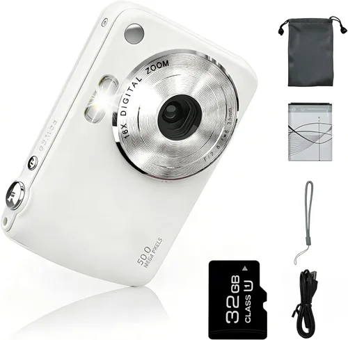 Vista 8 de Cámara digital, cámaras para niños para 50MP FHD 1080P, cámara digital de apuntar y disparar con zoom 16X antivibración, cámaras pequeñas compactas