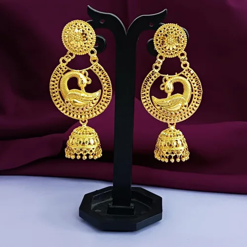 Vista 2 de Efulgenz Indian Bollywood Gold Tone Tassel Dangle Chandbali Wedding Bridal Earring Set Jewelry