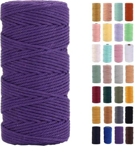 Vista 31 de Cuerda de macramé azul aire de 0.079 in x 220 yardas, cuerda de algodón colorido de algodón suave para colgar en la pared, colgadores de plantas