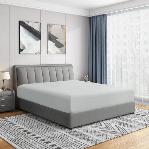 Vista 10 de Sábanas bajeras Cathay Home, individuales, de poliéster suave como la seda, Agua (Aqua), gemelo