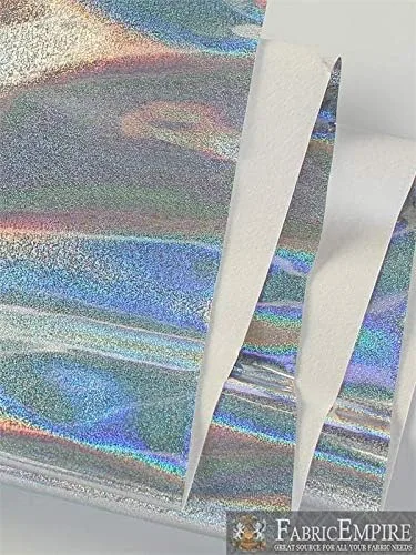 Vista 3 de Fabric Empire Tela brillante con holograma de vinilo plateado brillante, 54 pulgadas de ancho, vendido por The Yard