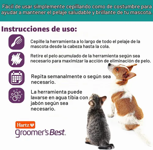 Vista 7 de Hartz Groomer's Best Fur Fetcher De-Shedder - Cepillo para perro, color negro