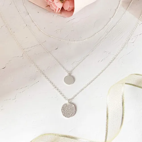 Vista 5 de YANCHUN Collares en capas para mujer, collar de disco multicapa, collares largos para niñas, collares de capas, otro, otro