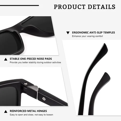 Vista 3 de GQUEEN Retro Polarized Sunglasses Men Womens Sports UV400 Protection Rectangular Square Frame