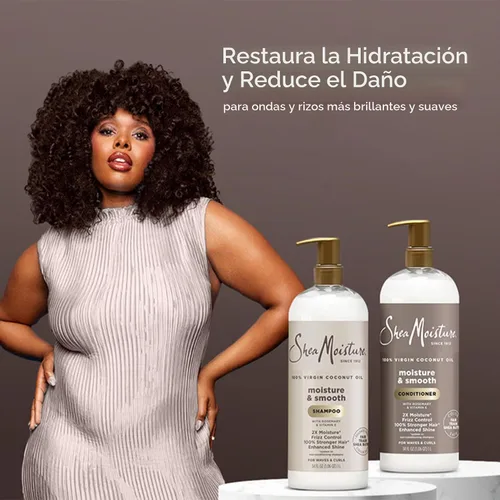 Vista 4 de SheaMoisture - Juego de champú y acondicionador, humedad y suave, 34 oz Ea