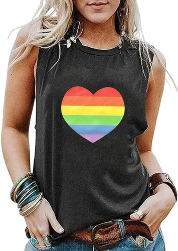 Vista 2 de Progress Pride Rainbow Flag Tank Top Women LGBTQ Equality Tank Tops Sleeveless Graphic Tee Shirt