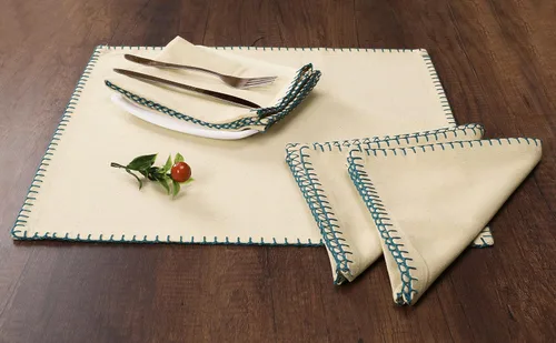 Vista 2 de Native Fab Servilletas decorativas de tela bordada 100% algodón, juego de 4 unidades, suaves, absorbentes, lavables, servilletas de mesa