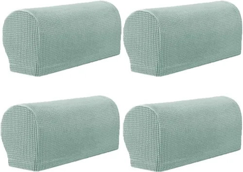 Vista 13 de vctops 4 fundas elásticas para reposabrazos de color sólido, antideslizantes, para sillas, sofá, sillón, fundas para sofá reclinable con pasadores