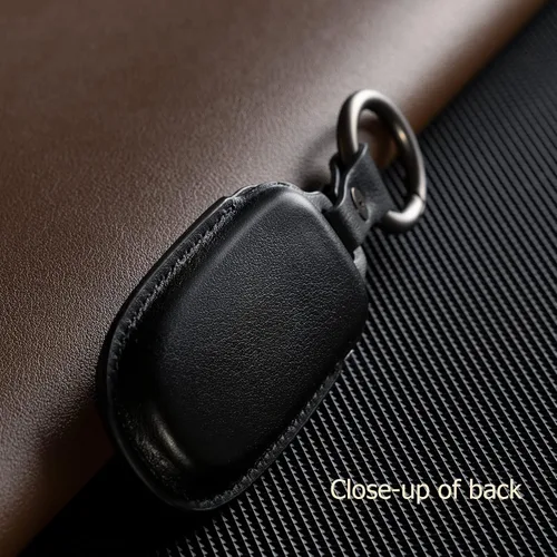 Vista 4 de Funda de cuero para llavero de coche, color marrón, compatible con Jeep 5 botones, Negro
