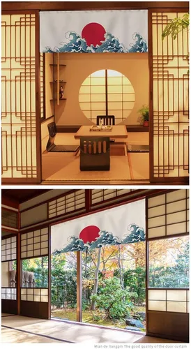 Vista 3 de Konsilsa Cortina japonesa Noren, letrero de restaurante japonés de sushi, decoración de puerta, cortina para restaurante, sushi, decoración
