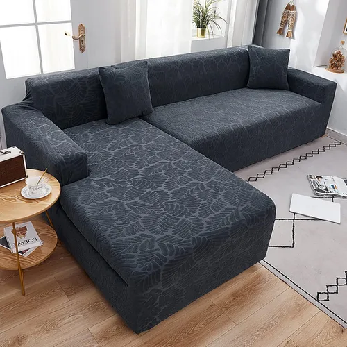 Vista 11 de Konsilsa Funda elástica para sofá, funda de sofá modular en forma de L de jacquard suave con parte inferior elástica, cubierta completa, protector