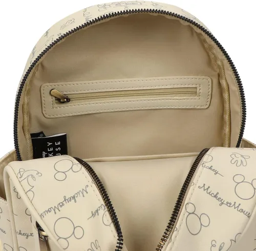Vista 4 de Disney Mickey Mouse Line Art - Mochila blanca y dorada para mujer, Blanco