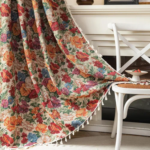 Vista 8 de ENJOYBRIDAL - 2 paneles de cortinas, florales, estilo bohemio, de granja, rústico o clásico, semitraslúcidas, con bolsillo para cortinero y borlas