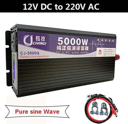 Vista 2 de Inversor de corriente de onda sinusoidal de 5000 W, 12 V/24 V/48 V/60 V CC a 220 V CA con pantalla LCD para RV/camión/coche/emergencia/solar