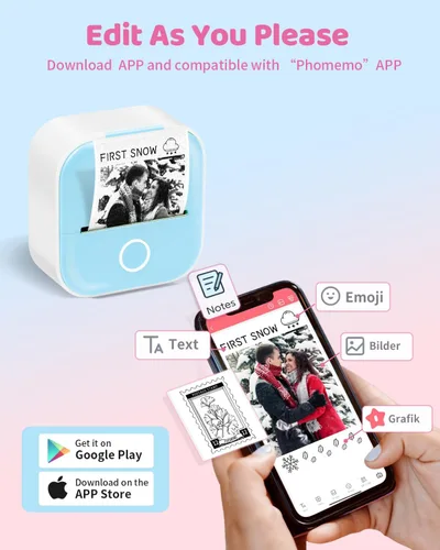 Vista 9 de Ponek Mini impresora de etiquetas adhesivas - Máquina para hacer pegatinas T02 con aplicación inteligente AI Print Pods Mini Printer for Students
