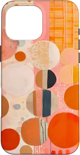 Vista 19 de iPhone 16 Abstract Boho Warm Orange and Pink Mid Century Modern Case