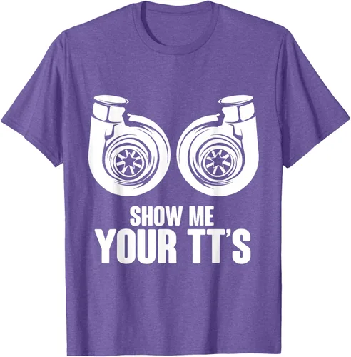 Vista 6 de Funny Show Me Your TT's Twin Turbo Car Racing Camiseta, Negro, S