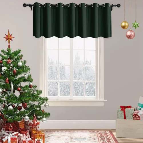 Vista 24 de Frelement Cortinas de Navidad de terciopelo afelpado para sala de estar, cortinas de oscurecimiento con ojales en la parte superior, cortinas