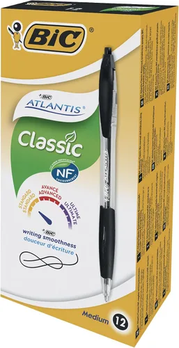 Vista 8 de BIC Atlantis Clic - Bolígrafo (0.039 in, 12 unidades), color negro