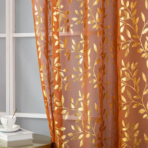 Vista 42 de Deeprove Cortinas traslúcidas color aguamarina y dorado de 63 pulgadas de largo, 2 paneles para decoración de dormitorio, cocina, decoración