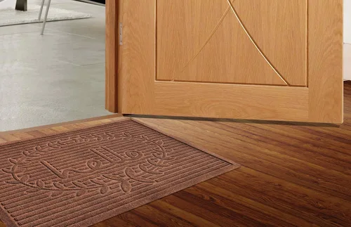 Vista 4 de Calloway Mills 103183660 Poly Hello - Tapete para interiores y exteriores, 3 pies x 5 pies, color marrón