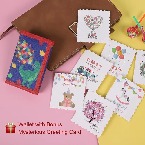 Vista 7 de SITADI Billetera para niños, pequeña cartera para niños con bolsillo con cremallera, bonita caricatura, triple pliegue, lona, regalos de Navidad
