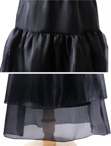 Vista 5 de GRIVOS Wednesday Addams - Disfraces de vestir para niños y niñas, fiesta familiar, disfraz de cosplay con peluca de cinturón de 4 a 14 años