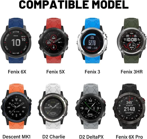 Vista 5 de Compatible con Garmin Fenix 7X Band 1.024 in de ancho, correas de reloj suaves de repuesto para Fenix 7X/Fenix 6X/Fenix 6X Pro/Fenix 5X/Fenix 5X
