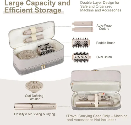 Vista 2 de BAGCRAZY - Funda de viaje para Shark FlexStyle y Dyson Airwrap, gris y beige Gris y Beige 2