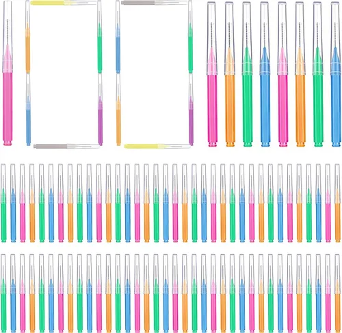 Vista 7 de GOUWEIBA - Juego de 100 piezas desechables para cepillos interdentales, color azul y rojo Braces Brush, Toothpick, Dental Tooth Flossing Head