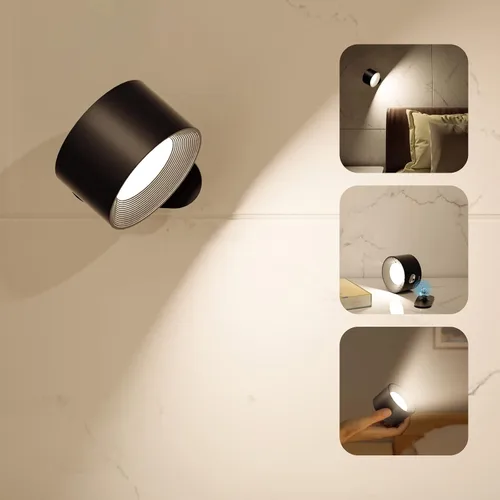 Vista 10 de Deyagoo 2PACK Lámpara de pared LED con control remoto - Lámpara de pared recargable, 3 colores y 3 niveles de brillo, cabezal giratorio magnético
