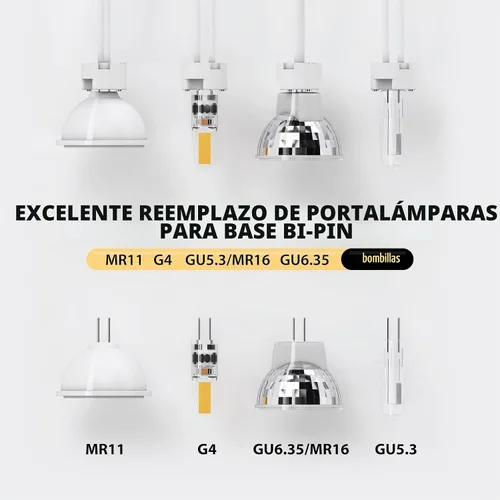 Vista 3 de Paquete de 10 enchufes de luz G4, casquillo MR16, adaptador de base de conector de alambre cerámico Letaclanic LED lámpara halógena, enchufe G4 MR16