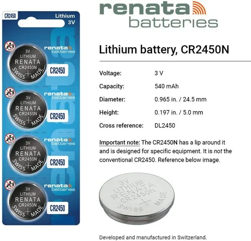 Vista 2 de Renata CR2450N Baterías - Batería de litio de 3 V 2450 (2 unidades)
