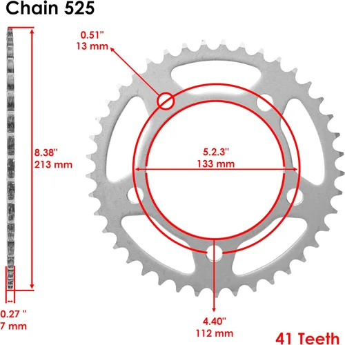 Vista 4 de Caltric Kit de cadena de transmisión roja y piñón compatible con Honda Vt750C Shadow Ace 750 1998-2003