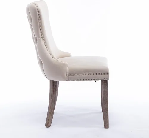 Vista 5 de Wing-Back Dining Chairs Set of 2 with Backstitching Nailhead Trim and Solid Wood Legs, American Design Upholstered Chair for Dining Room Table &