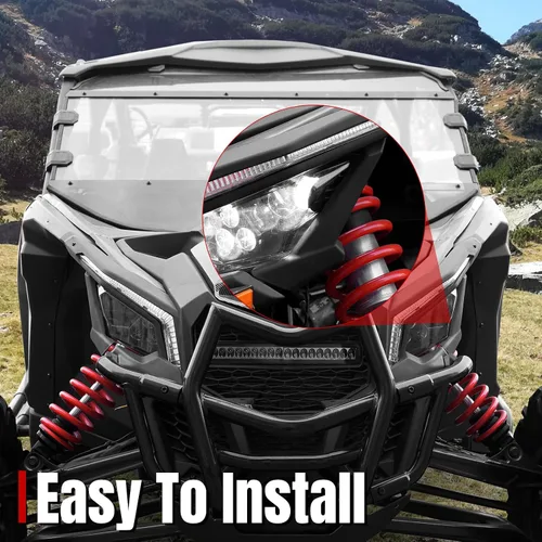 Vista 3 de A & UTV PRO Maverick X3 - Fundas para faros delanteros izquierdo y derecho, embellecedor de bisel para Can-Am Maverick X3 XDS XRS Max Turbo R