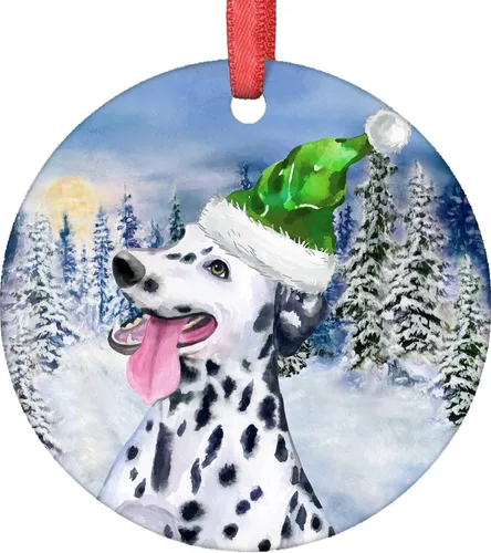 Vista 9 de Adorno de Navidad 2021 Perro Coton De Tulear Santa Porcelana Adorno de Navidad Coton De Tulear Cachorro Mascota Adornos de Árbol de Navidad Redondo