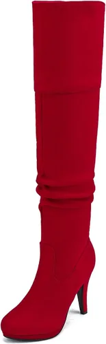Vista 11 de DREAM PAIRS Botas altas para mujer, con plataforma, negras, tacón alto robusto, por encima de la rodilla Negro