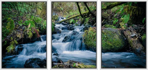 Vista 17 de SIGNWIN Lienzo enmarcado para pared, juego de decoración de guardería de bosques, niebla y niebla sobre bosque de montaña oscura, naturaleza, arte