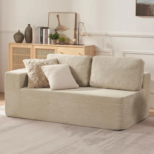 Vista 48 de Furnify Sofá modular tapizado de espuma de 30", Sofá de piso tapizado con almohada, Silla puf para dormitorio y sala de estar, No requiere