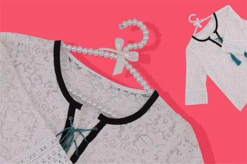 Vista 4 de Paquete de 5 perchas de perlas para ropa, pantalones con lazo con cuentas para boda, hogar, tienda, perchero, 1 #