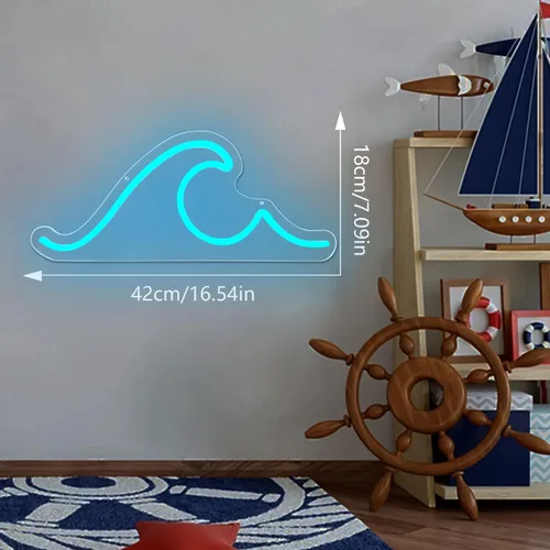 Vista 5 de Letrero de neón ondulado para decoración de pared, regulable, luces de noche, letrero de ondas LED, letrero de neón para sala de estar, dormitorio