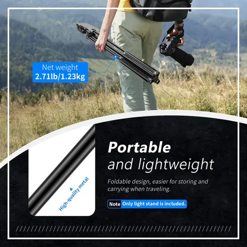 Vista 7 de Neewer Soporte de luz para fotografía, 3-6.6ft/92-200cm Soporte de trípode resistente ajustable para reflectores, softboxes, luces, paraguas