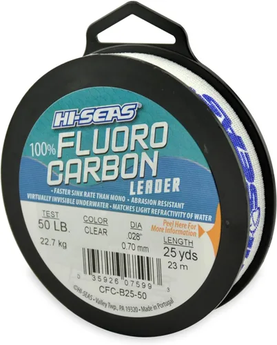 Vista 18 de HI-SEAS Líder de línea de pesca 100% fluorocarbono, líder invisible transparente, indetectable para peces, hundimiento rápido, 6 libras a 400 libras